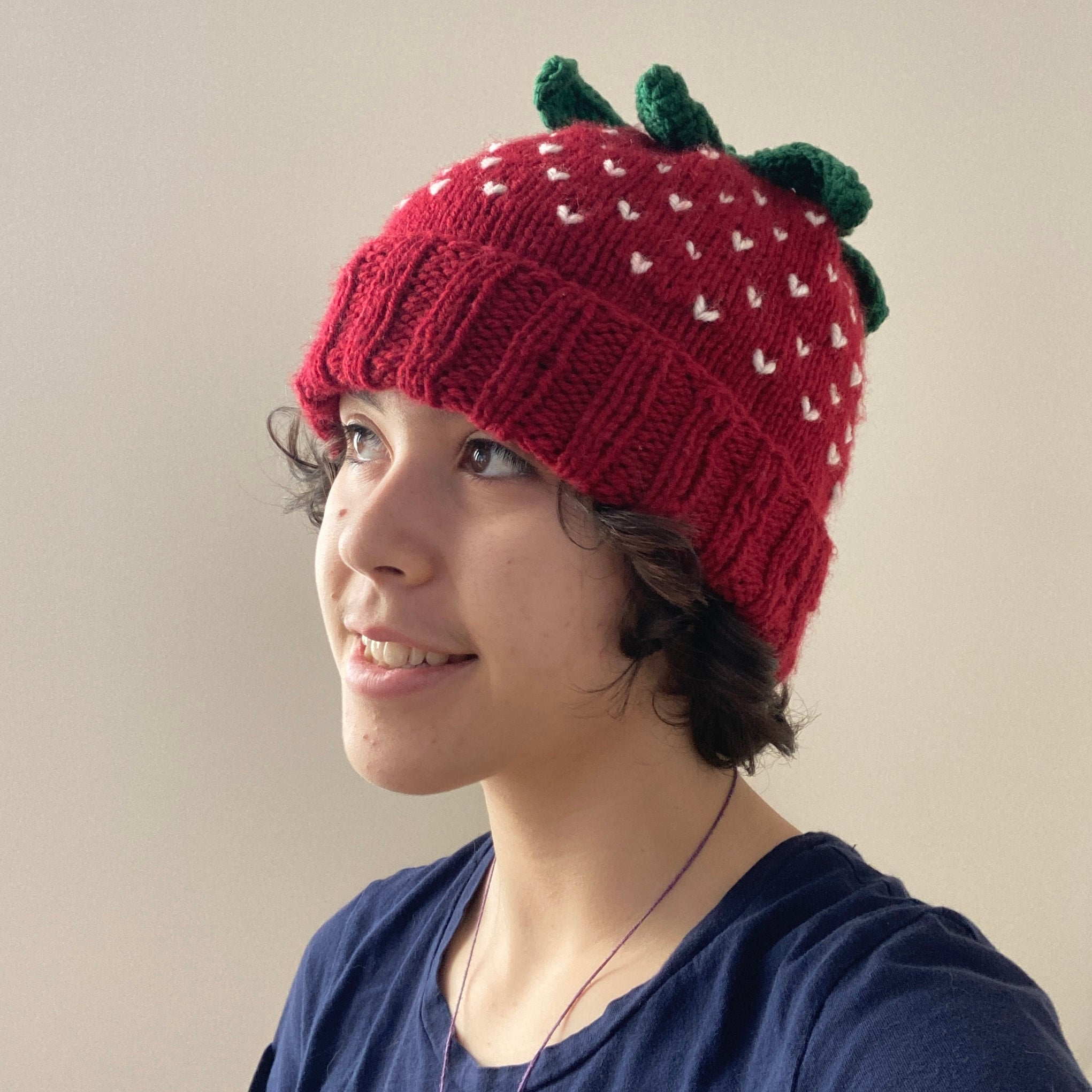 Knitted strawberry hat online